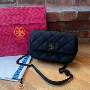 Tory Burch Willa Matte Black Small Shoulder Bag